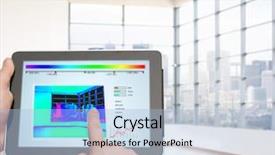  Presentation with smart home - Presentation theme consisting of home housing people and technology background and a light blue colored foreground