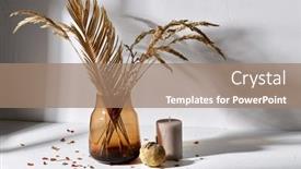  Presentation with flowers vase - Slides having home-improvement-and-decoration-concept background and a coral colored foreground