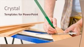  Presentation with home improvement - PPT layouts consisting of home improvement - close-up of handyman measure wooden floor background and a lemonade colored foreground