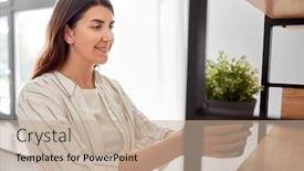  Presentation with improvement - Colorful PPT theme enhanced with home-improvement-decoration-and-people backdrop and a mint green colored foreground