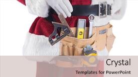  Presentation with tool belt tools - Beautiful presentation theme featuring home improvement tools - father christmas is wearing backdrop and a soft green colored foreground