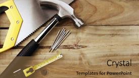  Presentation with wood tools - PPT layouts consisting of home improvement tools - hammer nails tape measure background and a coral colored foreground