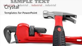  Presentation with pure white - Presentation design having home improvement tools - new hammer and wrench background and a white colored foreground
