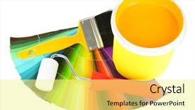  Presentation with home improvement - Amazing PPT theme having home improvement tools - set for painting paint pot backdrop and a blonde colored foreground