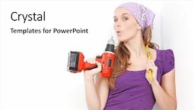  Presentation with home improvement - Amazing PPT layouts having home improvements woman backdrop and a white colored foreground