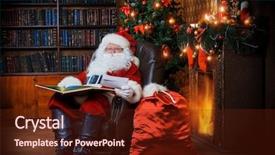  Presentation with santa - PPT theme having home in a comfortable chair background and a tawny brown colored foreground