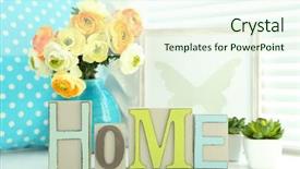  Presentation with white letters - Colorful theme enhanced with home in colorful letters in light white interior backdrop and a cream colored foreground