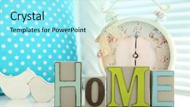  Presentation with white letters - Colorful presentation design enhanced with home in colorful letters in light white interior backdrop and a arctic colored foreground