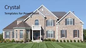  Presentation with white brick - Beautiful PPT theme featuring home in suburbs with small backdrop and a light blue colored foreground