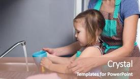  Presentation with china washing - Presentation enhanced with home in the kitchen washing background and a coral colored foreground