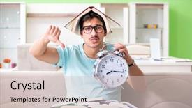  Presentation with managemen - Beautiful theme featuring home in time managemen backdrop and a  colored foreground