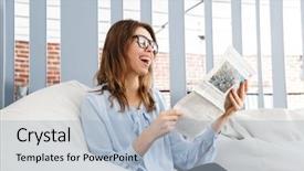  Presentation with work from hom - Audience pleasing slides consisting of home indoors work reading newspaper backdrop and a light blue colored foreground