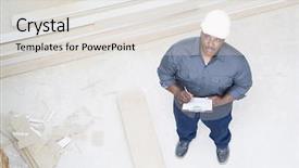  Presentation with builder - Beautiful presentation design featuring home inspection - builder inspecting a house backdrop and a light gray colored foreground