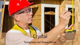  Presentation with home inspection - Slide set featuring home inspection - man in a hard hat background and a coral colored foreground