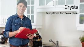  Presentation with plumber - Cool new slides with home inspection - plumber backdrop and a sky blue colored foreground