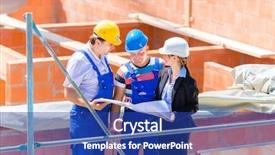  Presentation with construction site construction - Amazing slide set having construction site team or architect backdrop and a royal blue colored foreground