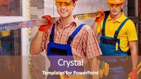  Presentation with builder - Slide set consisting of home inspector man - two handsome men in builder background and a coral colored foreground