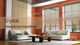  Presentation with interior - PPT layouts featuring home interior with table background and a coral colored foreground