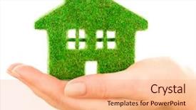  Presentation with grass - Audience pleasing slide set consisting of home isolated on white background backdrop and a coral colored foreground