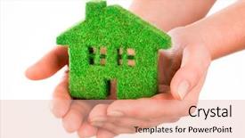  Presentation with grass - Beautiful slide set featuring home isolated on white background backdrop and a lemonade colored foreground