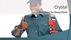  Presentation with white house - Presentation design having home job - handyman isolated over white background background and a white colored foreground