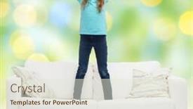  Presentation with green lights - Audience pleasing presentation theme consisting of children dance - home leisure people and happiness backdrop and a sky blue colored foreground