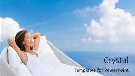  Presentation with luxury lifestyle - Theme having home-lifestyle-comfort-woman-relaxing background and a light blue colored foreground