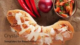  Presentation with mozzarella cheese - Audience pleasing presentation consisting of home-made-bread-stuffed backdrop and a coral colored foreground