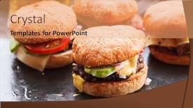  Presentation with burgers - Presentation featuring home-made-burgers background and a coral colored foreground