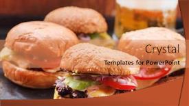  Presentation with burgers - Slide set with home-made-burgers background and a coral colored foreground