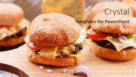  Presentation with burgers - Beautiful PPT layouts featuring home-made-burgers backdrop and a coral colored foreground