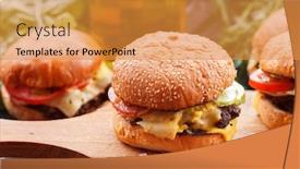  Presentation with burgers - Audience pleasing presentation theme consisting of home-made-burgers backdrop and a gold colored foreground