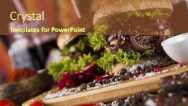  Presentation with desk - Amazing PPT layouts having home-made-hamburge-wooden-desk backdrop and a tawny brown colored foreground