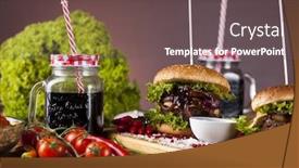  Presentation with desk - Slide deck consisting of home-made-hamburge-wooden-desk background and a gray colored foreground