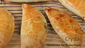  Presentation with home - Presentation having home-made-pasties-cooling background and a gold colored foreground