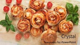  Presentation with mozzarella cheese - Cool new presentation theme with home made pizza rolls backdrop and a coral colored foreground