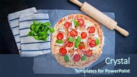  Presentation with herbs blue - Beautiful slides featuring home made raw pizza backdrop and a ocean colored foreground