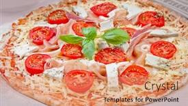  Presentation with herbs blue - Amazing PPT theme having home made raw pizza with prosciutto and blue cheese the dough with the addition of fiber and provencal herbs backdrop and a coral colored foreground
