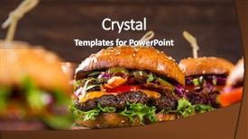  Presentation with burger - Slides consisting of home made tasty burger background and a tawny brown colored foreground