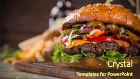  Presentation with home design - PPT theme enhanced with home made tasty burger background and a tawny brown colored foreground