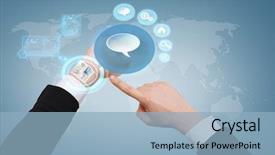  Presentation with business networking - Beautiful PPT theme featuring home magnifying glass - social networking time business backdrop and a light blue colored foreground