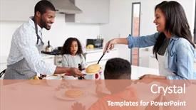  Presentation with kitchen - Beautiful slide set featuring home making pancakes together backdrop and a coral colored foreground