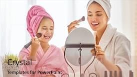  Presentation with loving mom - Amazing presentation theme having home mom and child girl backdrop and a coral colored foreground