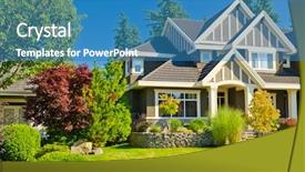  Presentation with mortgage - PPT layouts having home mortgage - fragment of a nice house background and a teal colored foreground