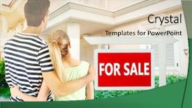  Presentation with dream - Slide set featuring home mortgage - loving couple looking at their background and a lemonade colored foreground