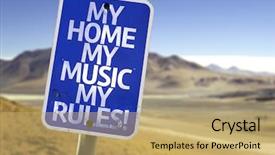  Presentation with music - Slide deck consisting of home my music my rules background and a coral colored foreground