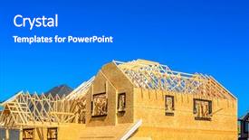  Presentation with new home - Theme enhanced with home new residential construction house background and a gray colored foreground