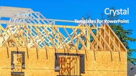  Presentation with new home - PPT theme featuring home new residential construction house background and a teal colored foreground