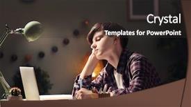  Presentation with teenager winners - Amazing slide deck having home night - teenager with laptop doing homework backdrop and a dark gray colored foreground