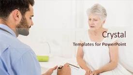  Presentation with elderly home - Beautiful presentation theme featuring home nurse listening to elderly backdrop and a lemonade colored foreground